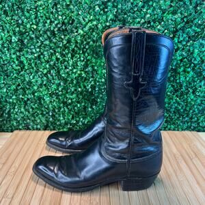 VTG Lucchese Leather Boots Size M 10.5 W 12 Custom Made San Antonio 1 3/4 Heel